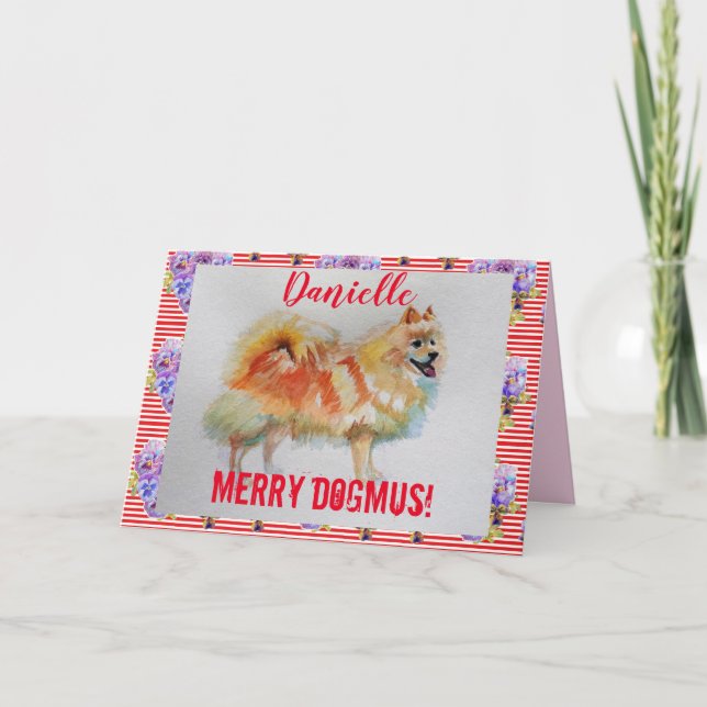 Tarjeta de Navidades de merry Dogmus de Spitz Dog  (Anverso)