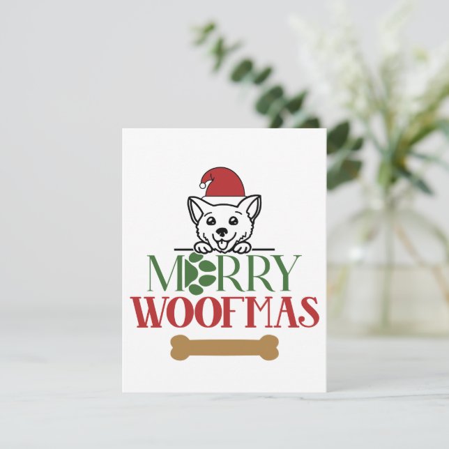Tarjeta de Navidades de Merry Woofmas (Anverso de pie)