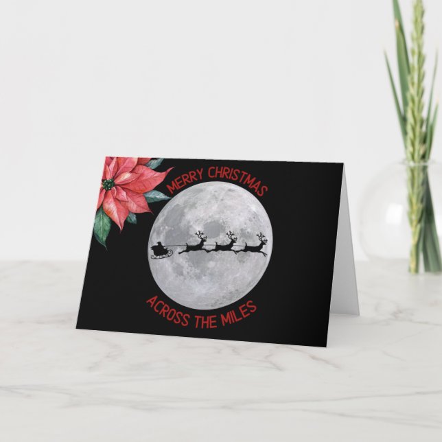 Tarjeta de Navidades de millas a través de Poinset (Anverso)