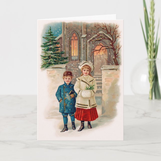 Tarjeta de Navidades de moda antigua (Anverso)