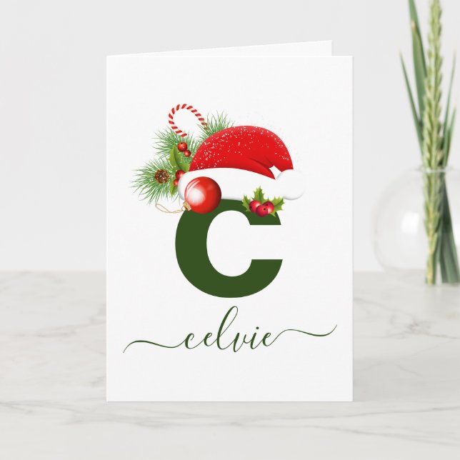 Tarjeta de Navidades de monogramas simples y perso (Anverso)