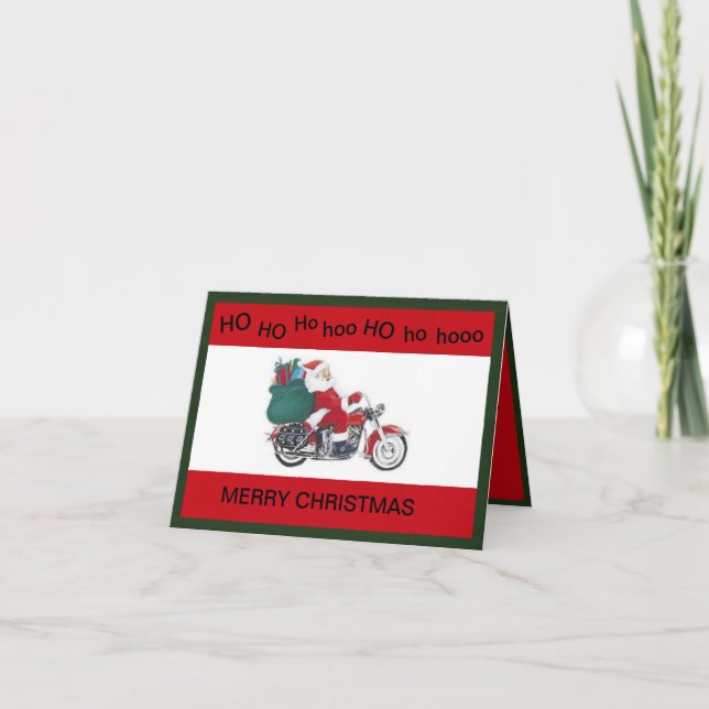 Tarjeta de Navidades de motocicleta de Santa Claus (Anverso)