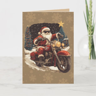 Tarjeta de navidades de motocicleta de Santa Claus