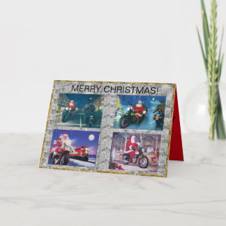 Tarjeta de Navidades de motocicleta de Santa Claus