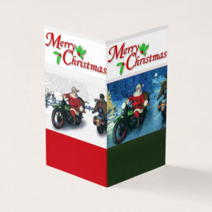 Tarjeta de Navidades de motocicleta de Santa Claus