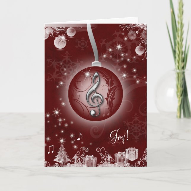 Tarjeta de Navidades de música roja (Anverso)
