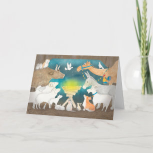 Tarjeta de Navidades de natividad animal