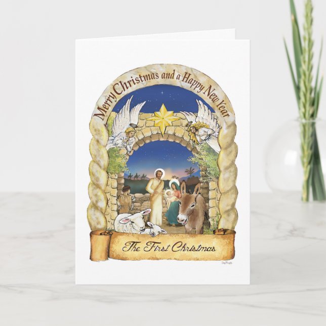 Tarjeta de Navidades de Natividad, tarjeta de arti (Anverso)