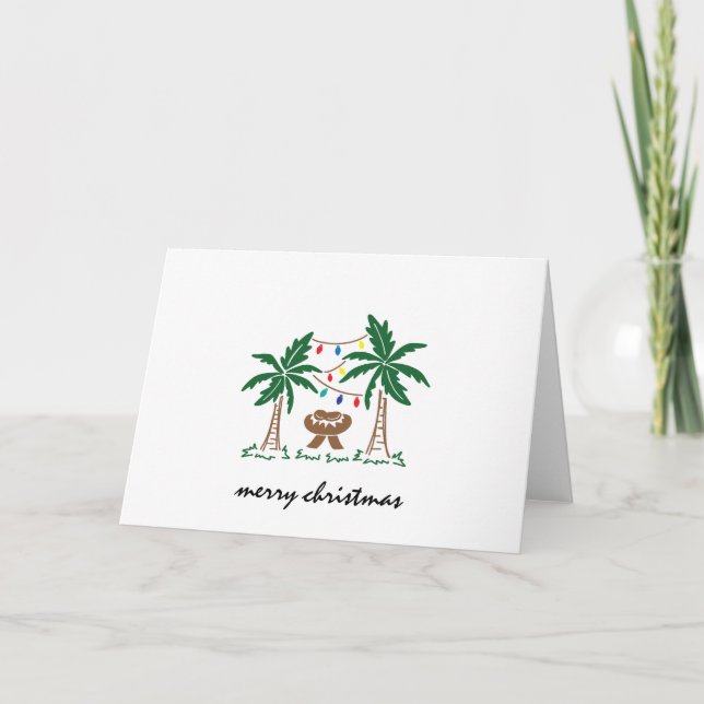 Tarjeta de Navidades de Natividad Tropical/Playa (Anverso)