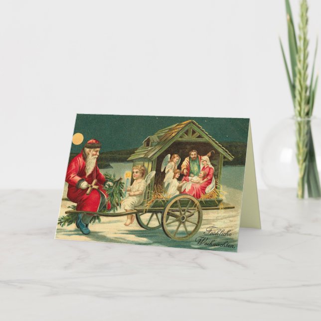 Tarjeta de Navidades de natividad vintage (Anverso)