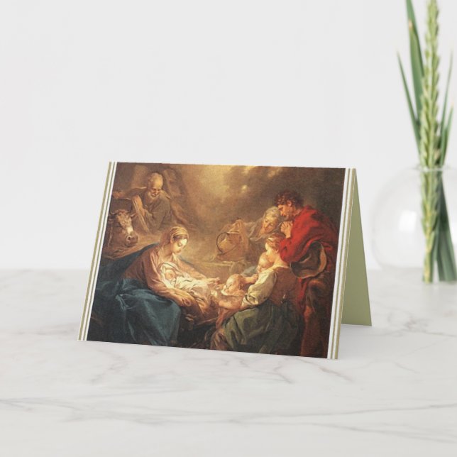 Tarjeta de Navidades de natividad vintage (Anverso)