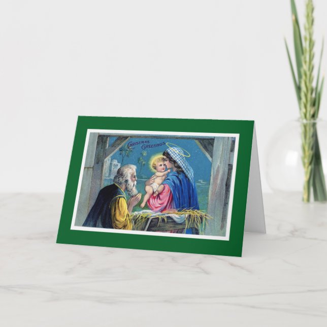 Tarjeta de Navidades de natividad vintage (Anverso)
