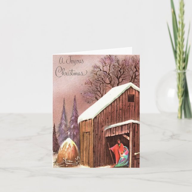 Tarjeta de Navidades de natividad vintage (Anverso)