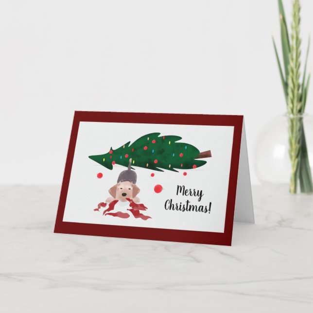 Tarjeta de Navidades de Naughty Welsh Terrier (Anverso)