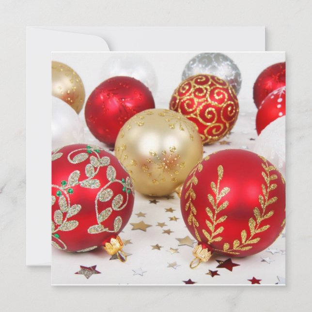 Tarjeta de Navidades de navidades Baubles (Anverso)