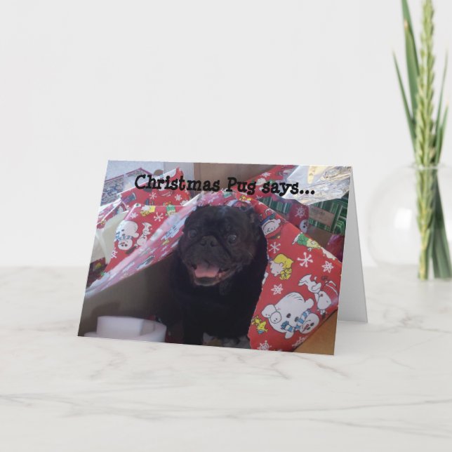 Tarjeta de Navidades de navidades Pug (Anverso)
