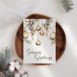 Tarjeta de Navidades de Negocios de White Holly Go<br><div class="desc">Tarjeta de vacaciones para Navidades de ornamentos. Añade tu propio mensaje al reverso.</div>