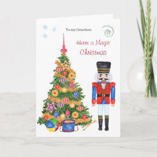 Tarjeta de Navidades de nietos de árbol de nueces