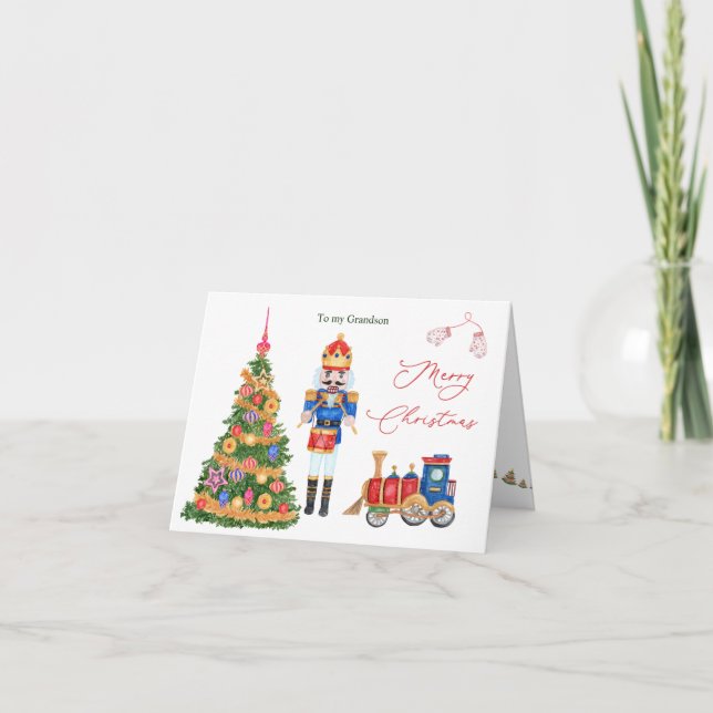 Tarjeta de Navidades de nietos de árbol de nueces (Anverso)
