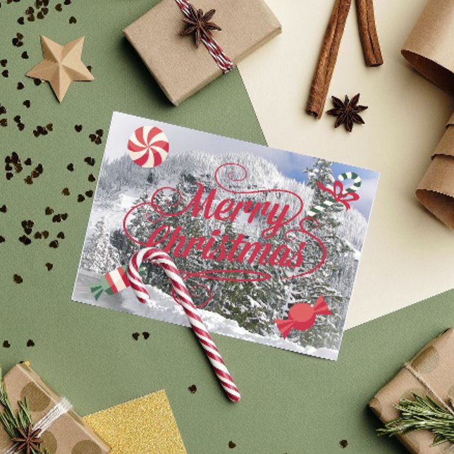 Tarjeta de Navidades de nieve con caña de menta de (In Situ)