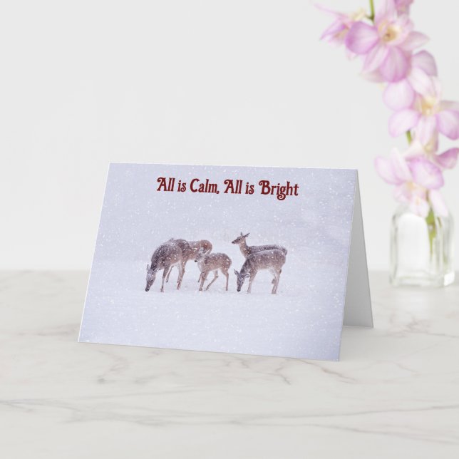 Tarjeta de Navidades de nieve de ciervo salvaje (Orquídea)