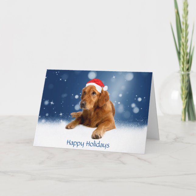 Tarjeta de Navidades de Nieve de Golden Retriever (Anverso)