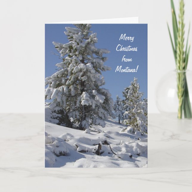 Tarjeta de Navidades de nieve de Montana (Anverso)