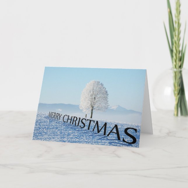Tarjeta de Navidades de nieve horizontal 3D (Anverso)