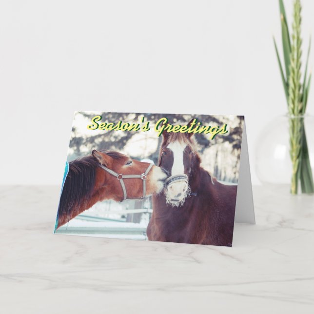 Tarjeta de Navidades de nieve para caballos (Anverso)