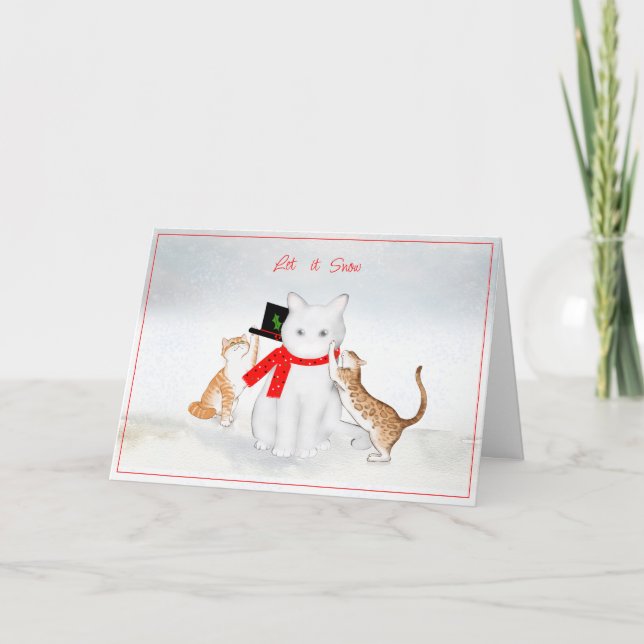 Tarjeta de Navidades de Nieve para gatos (Anverso)