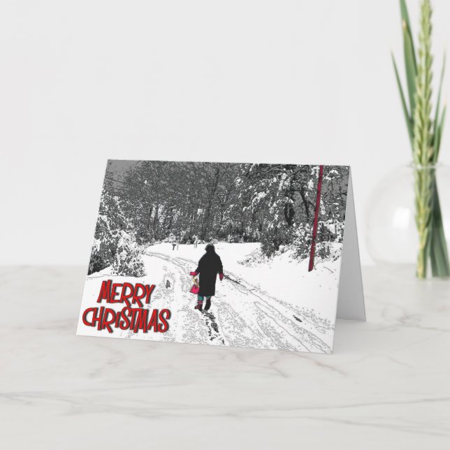 Tarjeta De Navidades De Nieve Para Pasear (Anverso)