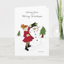 Tarjeta de Navidades de Niña y Niña