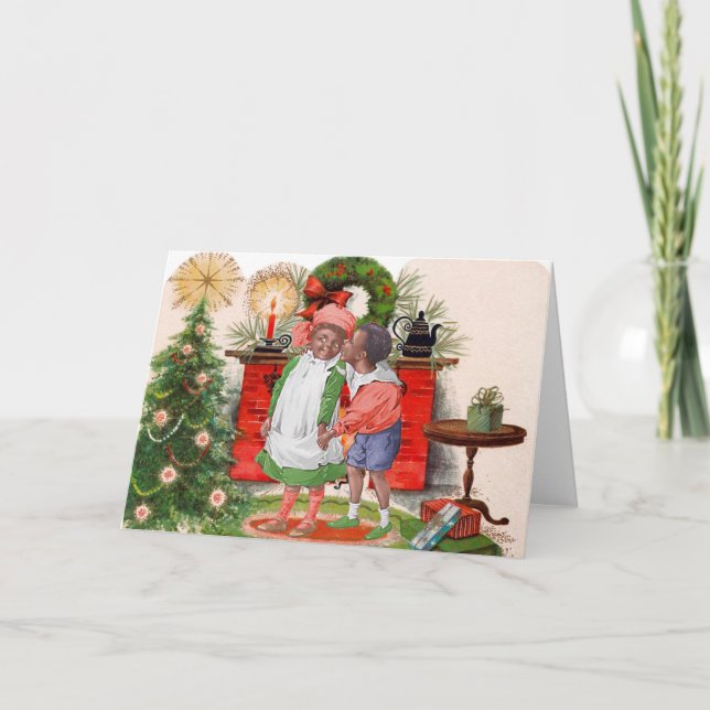 Tarjeta de Navidades de niños afroamericanos vinta (Anverso)