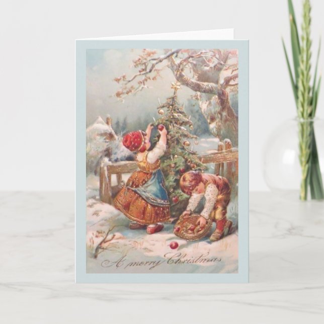 Tarjeta de Navidades de niños alemanes de época (Anverso)