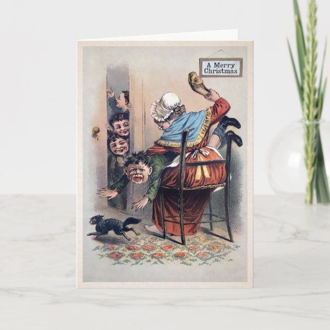 Tarjeta de Navidades de niños con disciplina vinta (Anverso)