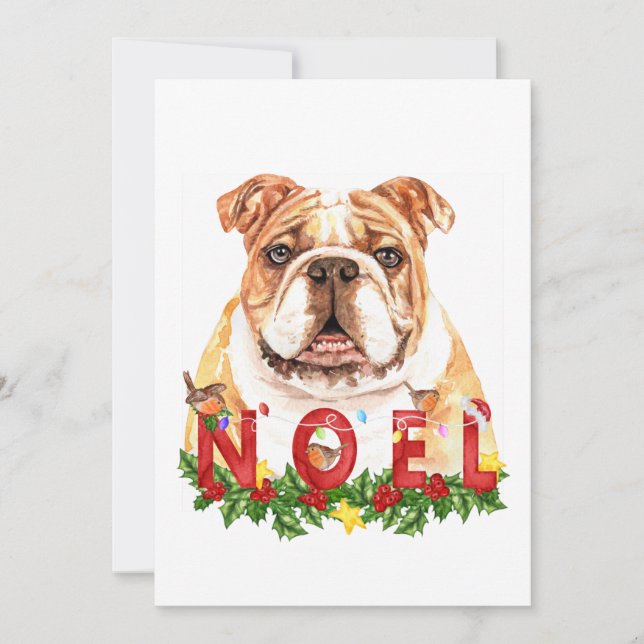 Tarjeta de Navidades de noel de Bulldog acuático (Anverso)