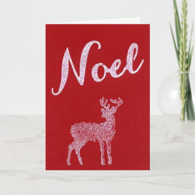 Tarjeta de Navidades de Noel Rojo y Blanco (Anverso)