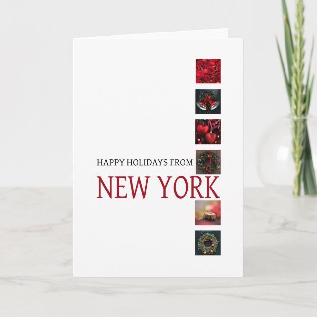 Tarjeta de Navidades de Nueva York con adornos (Anverso)