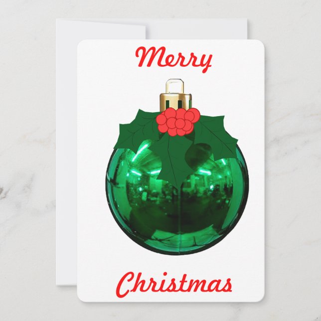 Tarjeta de Navidades de Ornament y Holly (Anverso)