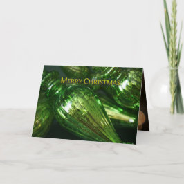 Tarjeta de Navidades de ornamento de vidrio verde 