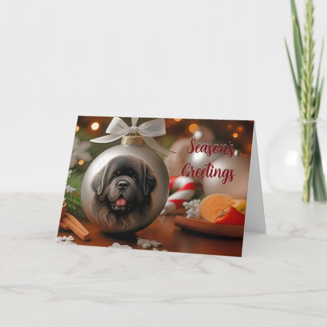 Tarjeta de Navidades de ornamentos de cabeza gris  (Anverso)