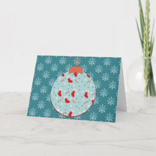 Tarjeta de Navidades de ornamentos de copo de niev