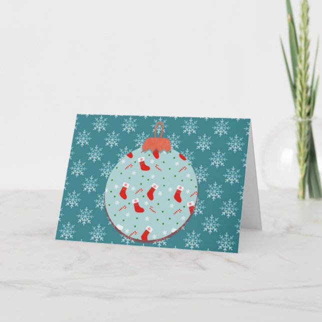 Tarjeta de Navidades de ornamentos de copo de niev (Anverso)
