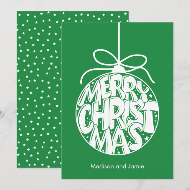 Tarjeta de Navidades de Ornamentos de Feliz Navida (Anverso / Reverso)