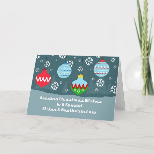 Tarjeta de Navidades de Ornamentos de Hermano y He (Anverso)