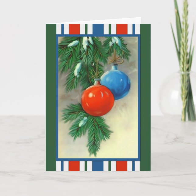 Tarjeta de Navidades de Ornamentos de Navidad (Anverso)