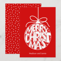 Tarjeta de Navidades de ornamentos de navidad roja