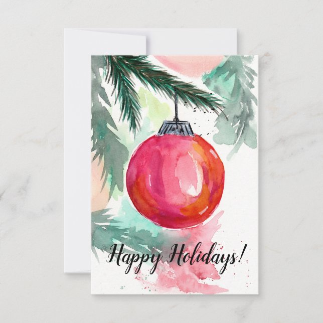 Tarjeta de Navidades de Ornamentos de Navidad Rojo (Anverso)