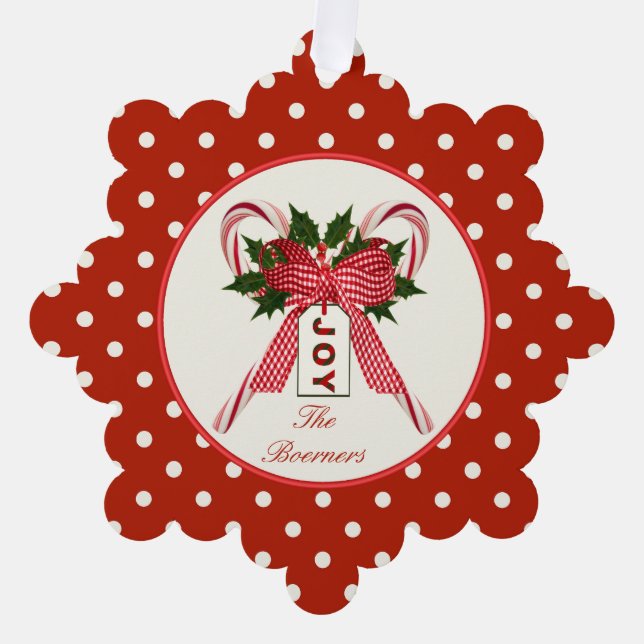 Tarjeta de Navidades de ornamentos de papel famili (Anverso)