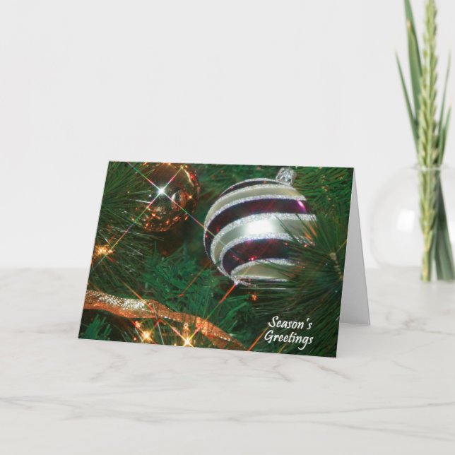 Tarjeta de Navidades de Ornamentos de vacaciones (Anverso)